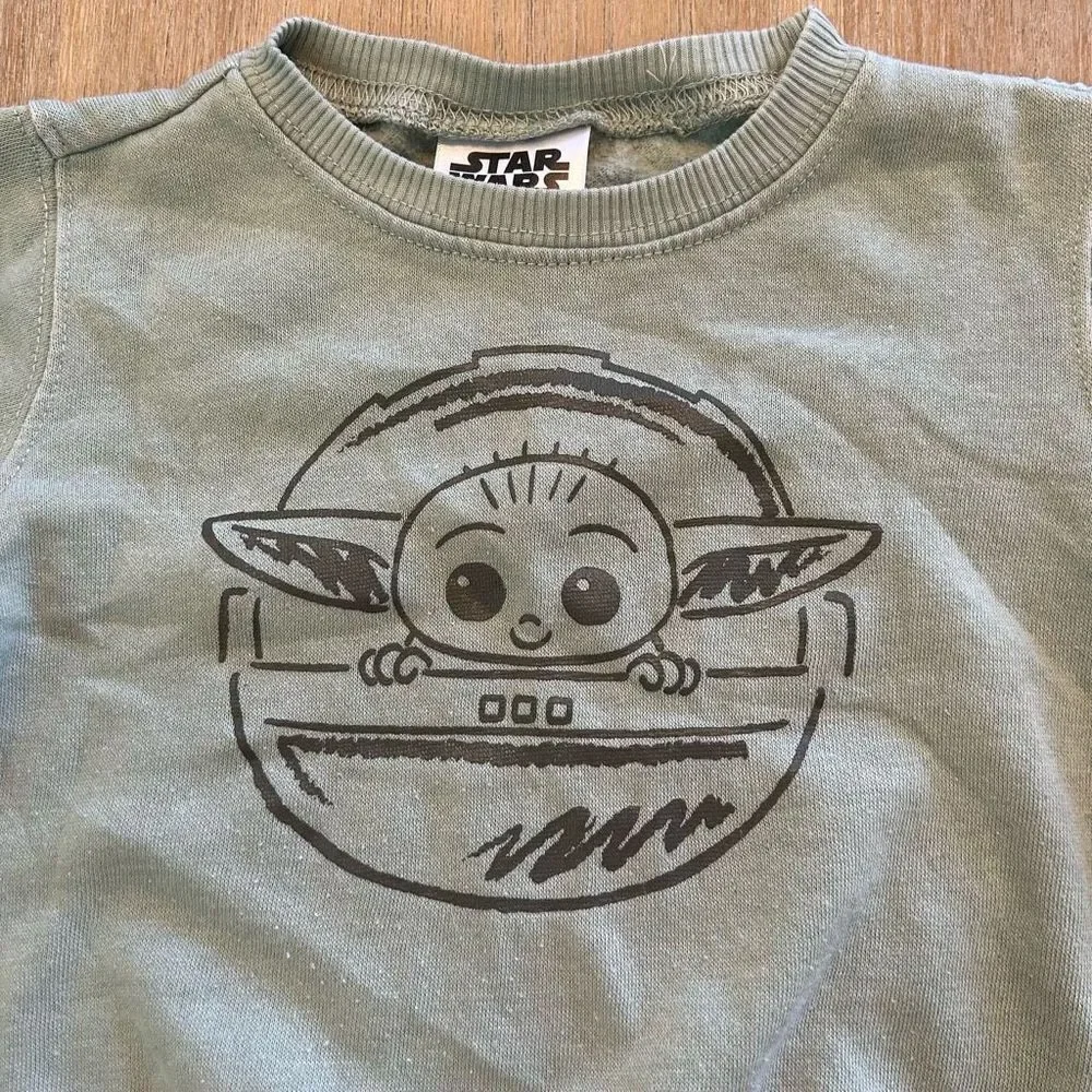 STAR WARS THE MANDALORIAN Toddler The Child Baby - Yoda Sweatshirt in Green 3T
